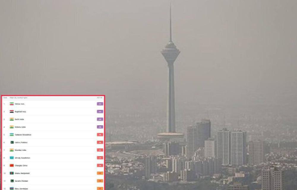 تاران لە لوتکەی پیسیدا؛ پێوەر گەیشتە ٢٣٣ و شار پەکخرا