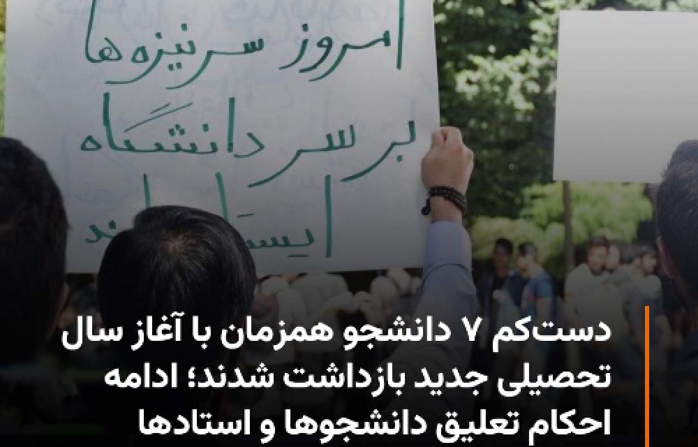 دست کم 7 دانشجو با اغاز سالتحصیلی جدید بازداشت شدە اند